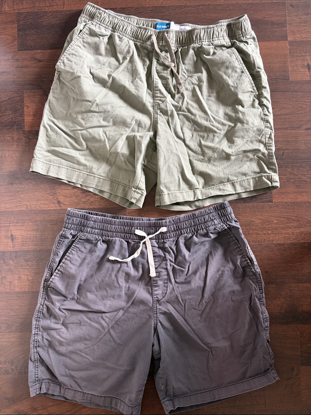 Set of TWO Old Navy Army Green & Gray Drawstring Shorts